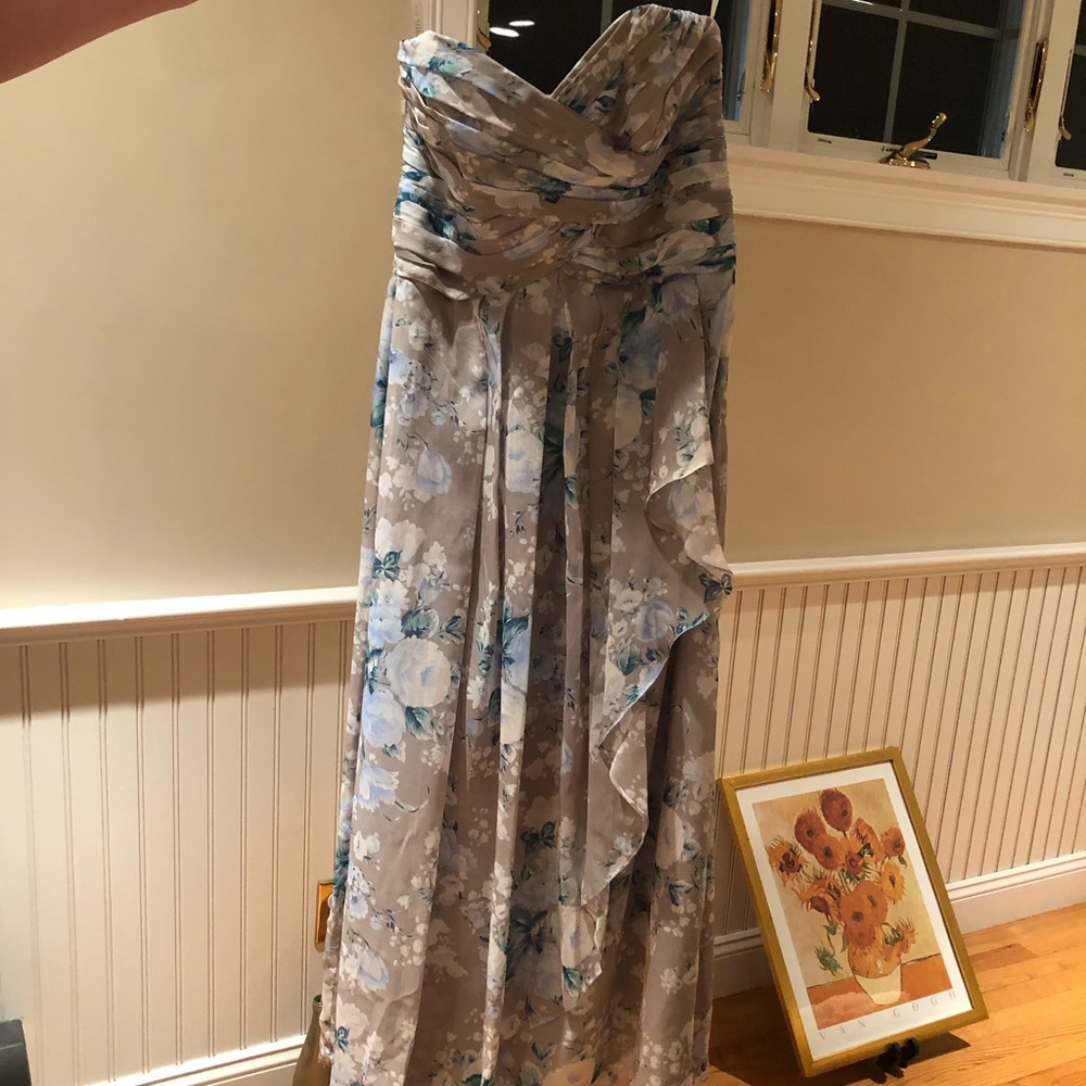David’s Bridal floral strapless dress